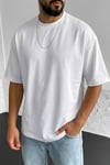 Erkek Beyaz Basic Düz Baskısız Oversize Salas Boyfriend T-Shirt