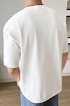 Erkek Beyaz Basic Düz Baskısız Oversize Salas Boyfriend T-Shirt