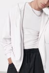 Erkek Beyaz Kapüşonlu Fermuarlı 3 Üç İplik Polar Kanguru Oversize Sweatshirt Zip Up Hoodie