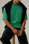 Erkek Bntn Yeşil Basic Düz Baskısız Oversize Salas T-Shirt