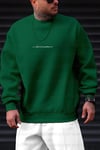 Erkek Bntn Yeşil Dreamer Baskılı 0 Sıfır Yaka Oversize Salaş Bol Kesim Polar Sweatshirt