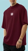 Erkek Bordo Free Life Bisiklet Yaka Oversize Salas T-Shirt