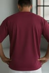 Erkek Bordo Geyik Baskılı Oversize Fit Bol Geniş Kalıp Salaş Kesim T-shirt
