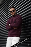 Erkek Bordo Koyu Vişne Çürüğü Basic 0 Sıfır Yaka Baskısız Düz Oversize Salaş Bol Kesim Sweatshirt