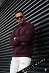 Erkek Bordo Koyu Vişne Çürüğü Basic 0 Sıfır Yaka Baskısız Düz Oversize Salaş Bol Kesim Sweatshirt