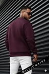 Erkek Bordo Koyu Vişne Çürüğü Basic 0 Sıfır Yaka Baskısız Düz Oversize Salaş Bol Kesim Sweatshirt
