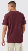 Erkek Bordo Regular Asit Yıkamalı Eskitme Efektli Boyalı T-Shirt