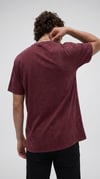 Erkek Bordo Regular Asit Yıkamalı Eskitme Efektli Boyalı T-Shirt
