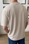 Erkek Camel Sütlü Kahve Basic Düz Baskısız Oversize Salas Boyfriend T-Shirt