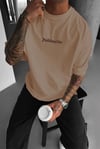 Erkek Dimension Baskılı Camel Bisiklet Yaka Oversize Salaş T-Shirt