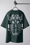 Erkek Dragon Baskılı Petrol Yeşili Bisiklet Yaka Oversize Salaş T-Shirt
