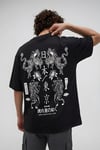 Erkek Dragon Baskılı Siyah Bisiklet Yaka Oversize Salaş T-Shirt