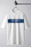 Erkek Ekru Beyaz City Of Angels Oversize Fit Bol Geniş Kalıp Salaş Kesim T-shirt