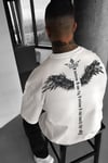 Erkek Ekru Beyaz I Can Fly Oversize Fit Bol Geniş Kalıp Salaş Kesim T-shirt