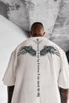 Erkek Ekru Beyaz I Can Fly Oversize Fit Bol Geniş Kalıp Salaş Kesim T-shirt