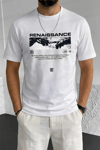Erkek Ekru Beyaz Renaissance Regular Fit Normal Kalıp T-shirt