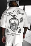 Erkek Ekru Beyaz Royal Essence Oversize Fit Bol Geniş Kalıp Salaş Kesim T-shirt