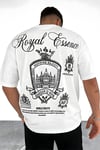 Erkek Ekru Beyaz Royal Essence Oversize Fit Bol Geniş Kalıp Salaş Kesim T-shirt