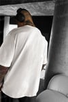 Erkek Ekru Beyaz Siluet Sensitive Content Oversize Fit Bol Geniş Kalıp Salaş Kesim T-shirt