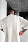 Erkek Ekru Beyaz Survive Oversize Fit Bol Geniş Kalıp Salaş Kesim T-shirt