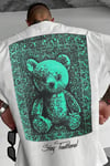 Erkek Ekru Beyaz Traditional Ayıcık Teddy Bear Oversize Fit Bol Geniş Kalıp Salaş Kesim T-shirt