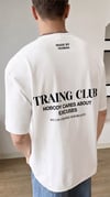 Erkek Ekru Beyaz Training Club Oversize Fit Bol Geniş Kalıp Salaş Kesim T-shirt
