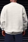 Erkek Ekru Kırık Beyaz City Of Angels Baskılı 0 Sıfır Yaka Oversize Salaş Bol Kesim Polar Sweatshirt