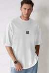 Erkek Free Life Beyaz Bisiklet Yaka Oversize Salas T-Shirt