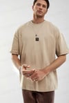 Erkek Free Life Camel Bisiklet Yaka Oversize Salas T-Shirt