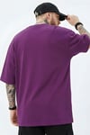 Erkek Free Life Mor Bisiklet Yaka Oversize Salas T-Shirt