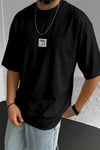 Erkek Free Life Siyah Bisiklet Yaka Oversize Salas T-Shirt