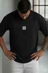 Erkek Free Life Siyah Bisiklet Yaka Oversize Salas T-Shirt