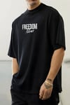 Erkek Freedom Kanat Baskılı Siyah Oversize Salaş T-Shirt
