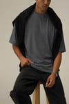 Erkek Füme Bisiklet Yaka Düz Basic Baskısız Oversize Salas T-Shirt