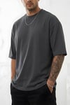 Erkek Füme Bisiklet Yaka Düz Basic Baskısız Oversize Salas T-Shirt