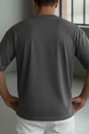 Erkek Füme Geyik Baskılı Oversize Fit Bol Geniş Kalıp Salaş Kesim T-shirt