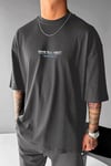 Erkek Füme Rave All Night Oversize Fit Bol Geniş Kalıp Salaş Kesim T-shirt