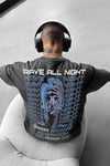 Erkek Füme Rave All Night Oversize Fit Bol Geniş Kalıp Salaş Kesim T-shirt