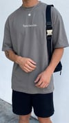 Erkek Füme Spectacular Beyaz Baskılı Oversize Salas T-Shirt