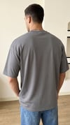 Erkek Füme Spectacular Beyaz Baskılı Oversize Salas T-Shirt