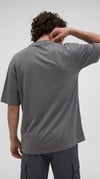 Erkek Füme Spectacular Beyaz Baskılı Oversize Salas T-Shirt