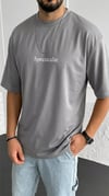 Erkek Füme Spectacular Beyaz Baskılı Oversize Salas T-Shirt