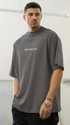 Erkek Füme Spectacular Beyaz Baskılı Oversize Salas T-Shirt