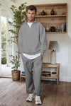 Erkek Gri Balıkçı Yaka 3 Iplik Içi Polarlı Şardonlu Oversize Sweatshirt