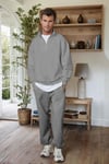 Erkek Gri Balıkçı Yaka 3 Iplik Içi Polarlı Şardonlu Oversize Sweatshirt
