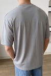 Erkek Gri Basic Düz Baskısız Oversize Salas Boyfriend T-Shirt