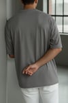 Erkek Gri Basic Düz Baskısız Oversize Salas Boyfriend T-Shirt