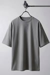 Erkek Gri Basic Düz Baskısız Oversize Salas Boyfriend T-Shirt