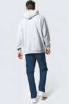 Erkek Gri Düz Kapüşonlu Oversize 3 iplik Şardonlu Salaş Bol Kesim Hoodie Sweatshirt