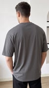 Erkek Gri Free Life Bisiklet Yaka Oversize Salas T-Shirt